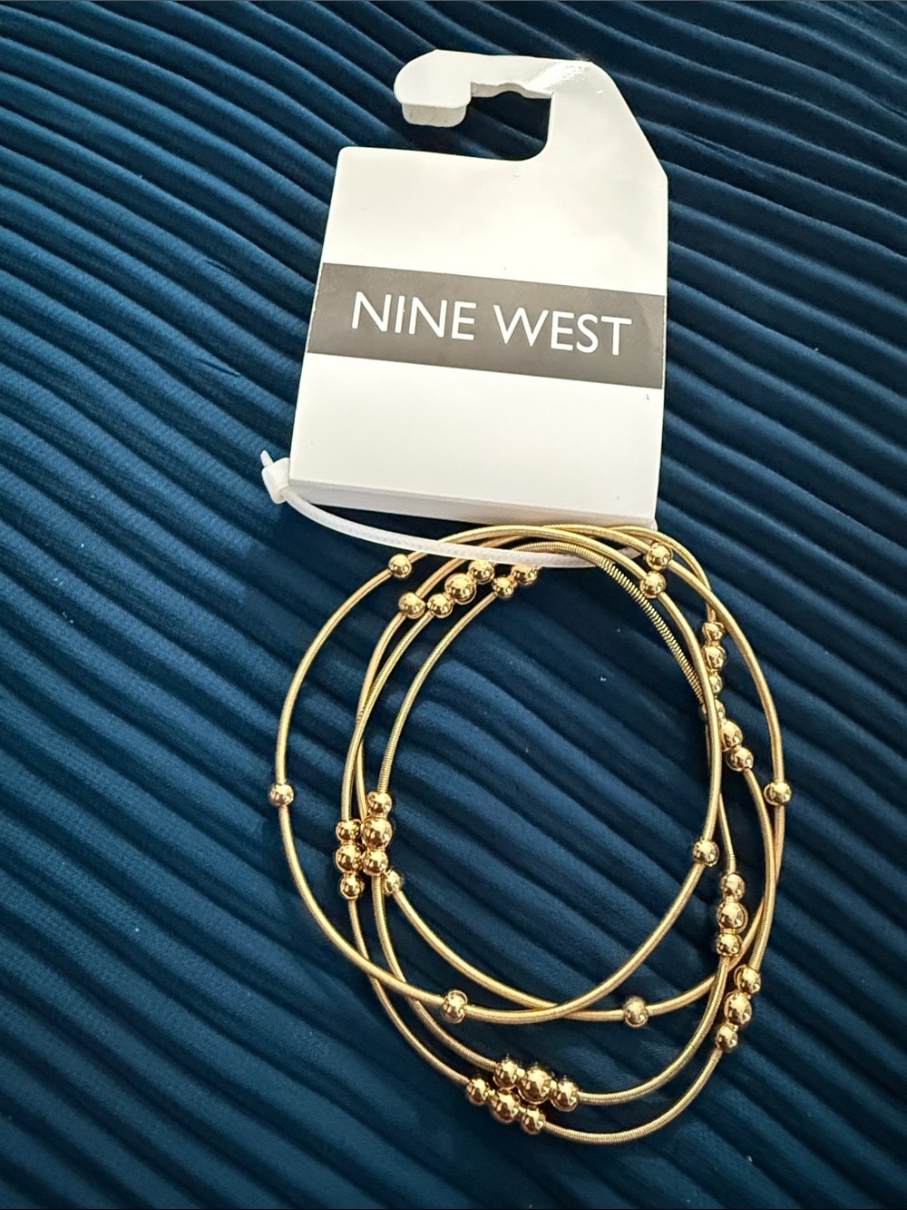 Nine West Gold Multi-Strand Beaded Bangle Set